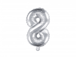 Foil Balloon Number 8 , 35cm, silver