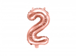 Foil Balloon Number 2 , 35cm, rose gold