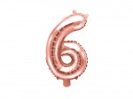 Foil Balloon Number 6 , 35cm, rose gold