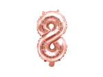 Foil Balloon Number 8 , 35cm, rose gold