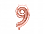 Foil Balloon Number 9 , 35cm, rose gold