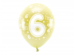 Metallic Eco Balloons 33 cm, Number 6 , light gold (1 pkt / 6 pc.)