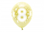 Metallic Eco Balloons 33 cm, Number 8 , light gold (1 pkt / 6 pc.)