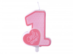 Birthday candle Only One, light pink, 8cm
