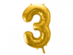 Foil Balloon Number 3 , 86cm, gold
