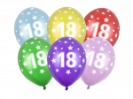Balloons 30cm, 18th Birthday, Metallic Mix (1 pkt / 6 pc.)