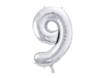 Foil Balloon Number 9 , 86cm, silver