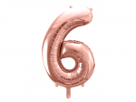 Foil Balloon Number 6 , 86cm, rose gold