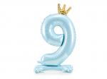 Standing foil balloon Number 9 , 84 cm, sky-blue