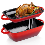 Ketaus puodas 3.5L ir dangtis &laquo;Grill&raquo; keptuvė 1.5L (emaliuotas)