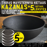 Ketaus WOK kazanas 8L ir 5 ketaus lėk&scaron;tės &laquo;MAYSTERNYA&raquo;