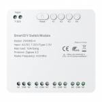 Avatto Zigbee 4 kanalų relė DC 7-32V , Dry contact 10A
