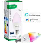 NOUS P4 i&scaron;manioji Wi-Fi LED Lemputė E14, 230V, 4,5W, 2700K - 6500K, RGB,  valdoma programėle, TUYA, Smart Life, NOUS