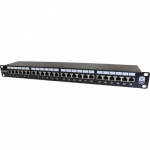Komutacinė panelė 19" 1U UTP Cat6A 24 prievadai, su kabelių laikikliu