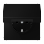 JUNG Lizdas su dangteliu IP44 SCHUKO juodas matinis 16A 250V (LS Serija)