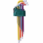 L-tipo &scaron;e&scaron;iakampių vidutinių, raktų rinkinys 9vnt. (spalvoti)(1.5-10mm)