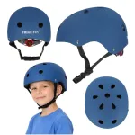 Tamsiai mėlynas vaiki&scaron;kas dviratininko &scaron;almas Trike Fix su LED, S 48-54 cm