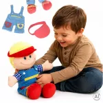 Medžiaginis berniukas mokymuisi rengtis, lavinamasis žaislas 48 cm