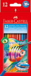 Spalvoti akvareliniai pie&scaron;tukai su teptuku Faber-Castell Fish, 12 spalvų