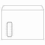 Vokai E4, 229x324mm, 90g, su langeliu 40x105mm kairėje pusėje, su nuplė&scaron;iama juostele, baltos spalvos, 500vnt