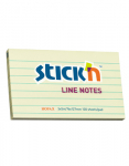 Lipnūs lapeliai Stick&acute;N, 76x127mm, 100 lapelių, geltonos spalvos, linijomis