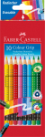 Spalvoti pie&scaron;tukai Faber-Castell Grip 2001, tribriauniai, 10 spalvų su trintuku
