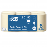 Popieriniai rank&scaron;luosčiai, Tork Basic Centerfeed M2 (120150), 1 sluoksnis, gelsvos spalvos, 300 m