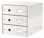 Universali dėžė Leitz Click&Store WOW, su 3 stalčiukais, baltos spalvos