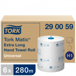 Popieriniai rank&scaron;luo&scaron;čiai Tork Soft Universal H1 (290059), 1sluoksnis, baltos spalvos, 280m, 1142 lapeliai