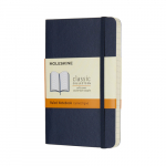Užra&scaron;ų knygutė Moleskine Classic 9x14cm, linijomis, mink&scaron;tu vir&scaron;eliu, mėlynos spalvos