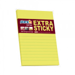 Lipnūs lapeliai Stick&acute;N Extra Sticky 21667, 150x101mm, 90 lapelių, neoninės geltonos spalvos, linijomis