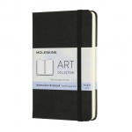 Užra&scaron;ų knygelė Moleskine, 9x14cm, baltais akvareliniais lapais, kietu vir&scaron;eliu, juodos spalvos