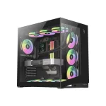 Gamemax NEX C56 BK ATX juodas panoraminis kompiuterio korpusas su 7 ARGB ventiliatoriais