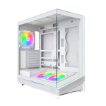 MONTECH SKY 3 White | Baltas ATX korpusas | 3&times; ARGB ventiliatoriai | Panoraminis stiklas