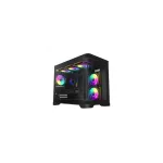 GameMax HYPE-M BK Juoda | M-ATX | 3&times;120mm ARGB | Kompiuterio korpusas
