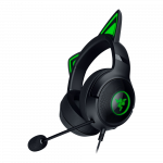 Kraken Kitty V2 - Black, Gaming headset, Kitty Ears, Stream Reactive Lighting, HyperClear Cardioid Mic, 40 mm TriForce Drivers,