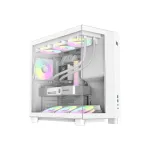 Gamemax NEX C53 WH ATX/BTF baltas kompiuterio korpusas su 4 ARGB ventiliatoriais