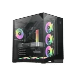 Gamemax NEX C56 VC BK ATX juodas panoraminis kompiuterio korpusas su 4 ARGB ventiliatoriais