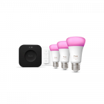 Philips Hue Starter set: 3 smart E27 bulbs, dimmer switch, Hue Bridge Pro | E27 | White and colored light