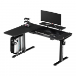 Kampinis žaidimų stalas Ultradesk Winger LED RGB, 155 x 60 x 111 cm, reguliuojamo auk&scaron;čio, juodos spalvos