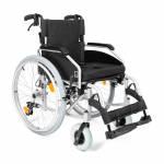 Neįgaliojo vežimėlis - aliuminis, su stabdžiais palydinčiam asmeniui