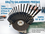 Grąžtų galandinimo priedas kampiniam &scaron;lifuokliui 115/125 mm (118&deg;/135&deg;)