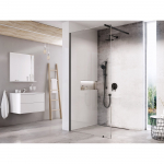 Du&scaron;o kabina RAVAK Walk-In Wall Set, 70cm juoda ir skaidrus stiklas