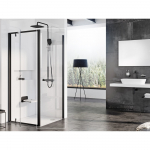 Stacionari sienelė Pivot PPS, 90cm juodas ir skaidrus stikas