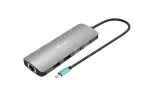 I-TEC USB-C metalinis nano dokas 2x HDMI 1x GLAN 2x USB 3.2 2x USB 2.0 1x USB-C 3.2 Gen.1 duomenų 1x USB-C 100W PD