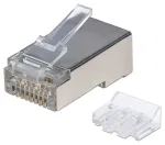 INTELLINET Cat6a RJ45 moduliniai ki&scaron;tukai STP 3 kontaktų, skirti vientisiems laidams 70 ki&scaron;tukų stiklainyje skaidrūs