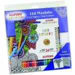 Pie&scaron;tukai spalvoti ALPINO Color experience 24sp ir 120 mandalų rinkinys