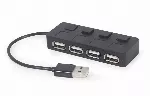 GEMBIRD USB 2.0 4 prievadų &scaron;akotuvas su jungikliais, juodas