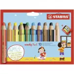 Spalvinimo pie&scaron;tukai Stabilo Woody Multicolour 3-in-1 10 vnt.