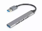GEMBIRD 4 prievadų USB &scaron;akotuvas USB3 x 1 prievadas USB2 x 3 prievadai sidabrinis